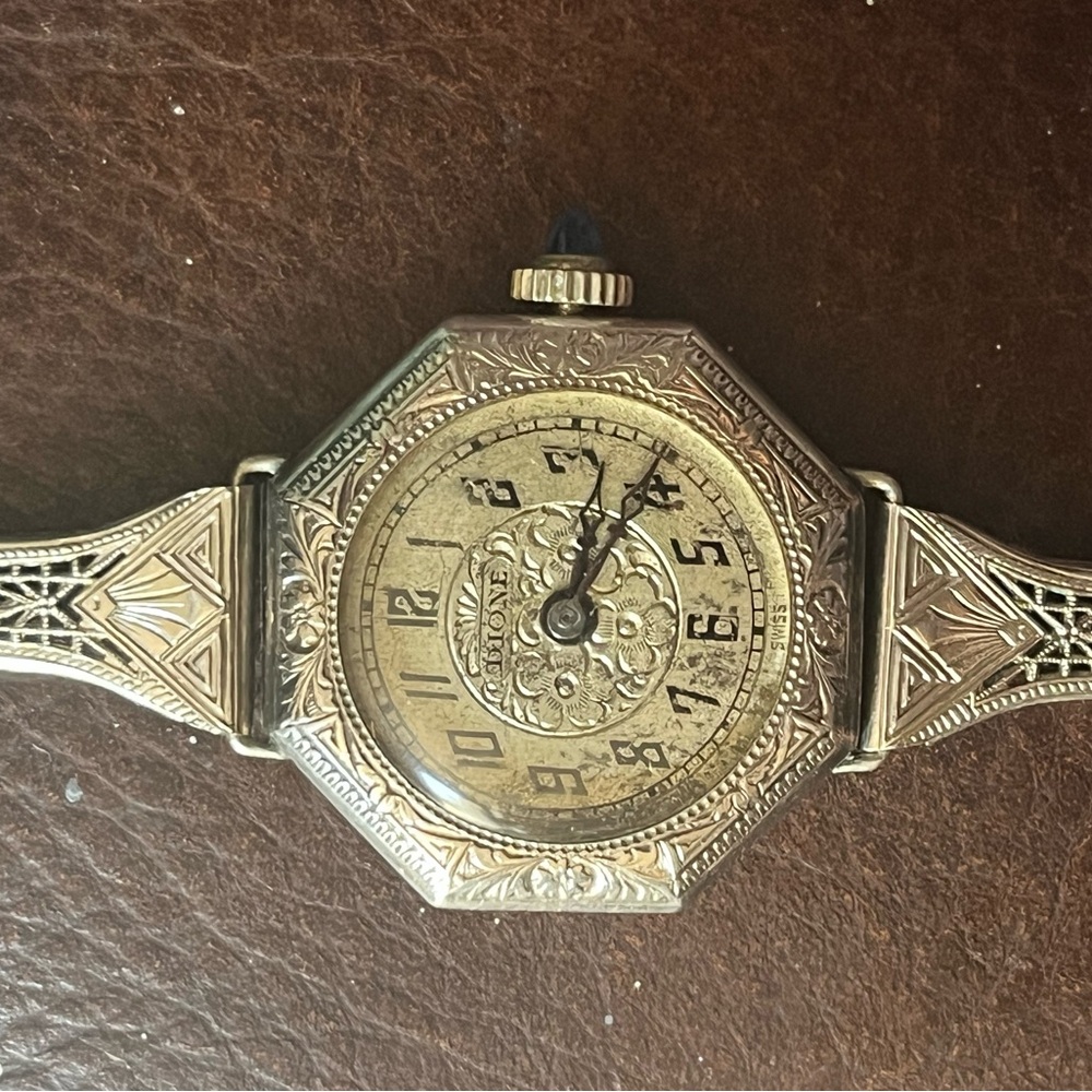Ornate Gold Watch with Geometric Design